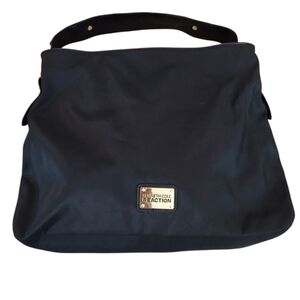 Kenneth Cole Reaction Dark Black Shoulder Bag With Shiny Gold Hardware NWOT